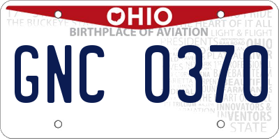 OH license plate GNC0370