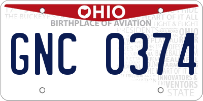 OH license plate GNC0374