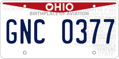 OH license plate GNC0377