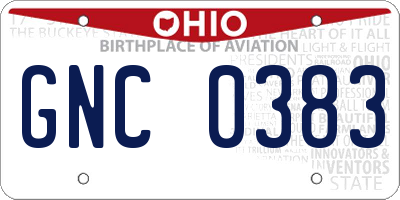 OH license plate GNC0383
