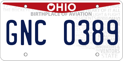 OH license plate GNC0389