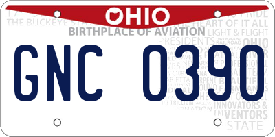 OH license plate GNC0390