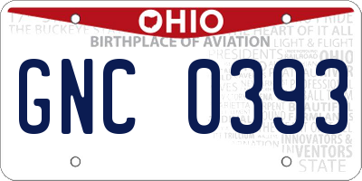 OH license plate GNC0393