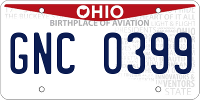 OH license plate GNC0399