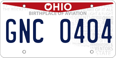 OH license plate GNC0404
