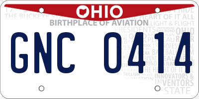 OH license plate GNC0414