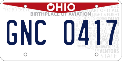 OH license plate GNC0417