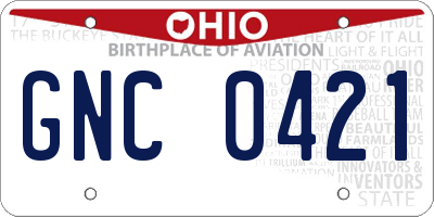 OH license plate GNC0421