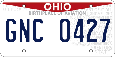 OH license plate GNC0427