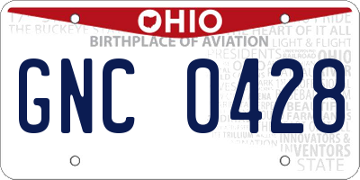OH license plate GNC0428
