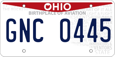 OH license plate GNC0445