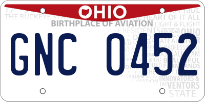 OH license plate GNC0452