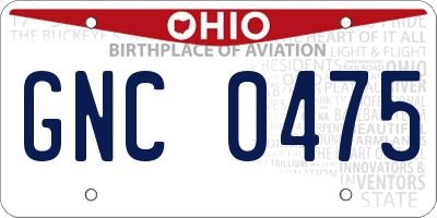 OH license plate GNC0475