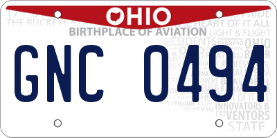 OH license plate GNC0494