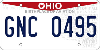 OH license plate GNC0495