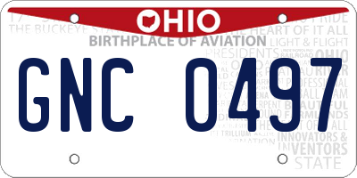OH license plate GNC0497