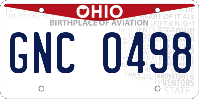 OH license plate GNC0498