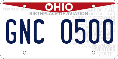 OH license plate GNC0500