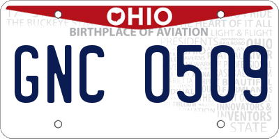 OH license plate GNC0509