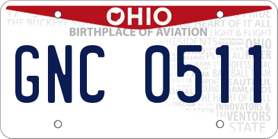 OH license plate GNC0511
