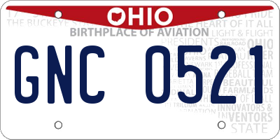 OH license plate GNC0521