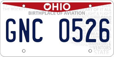OH license plate GNC0526