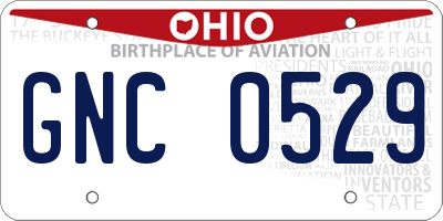 OH license plate GNC0529
