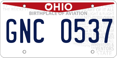 OH license plate GNC0537