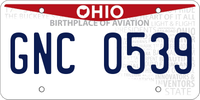 OH license plate GNC0539