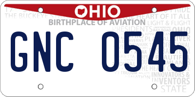 OH license plate GNC0545