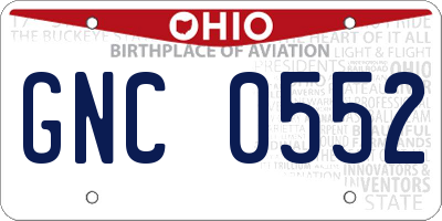 OH license plate GNC0552