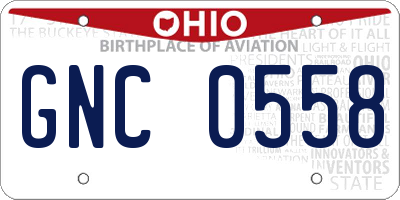 OH license plate GNC0558