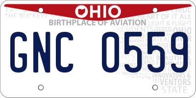 OH license plate GNC0559