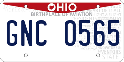 OH license plate GNC0565