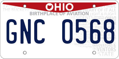 OH license plate GNC0568