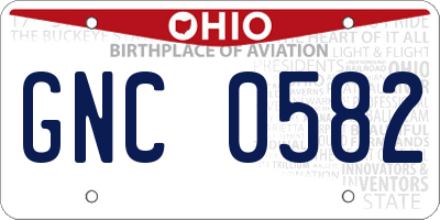 OH license plate GNC0582