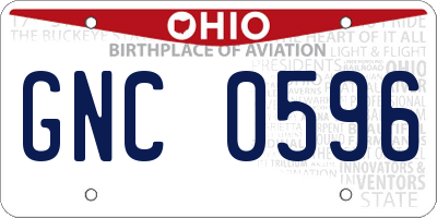 OH license plate GNC0596