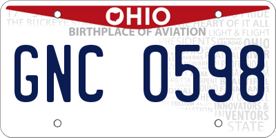 OH license plate GNC0598
