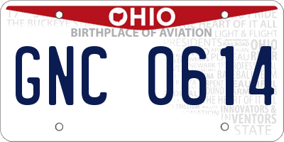 OH license plate GNC0614
