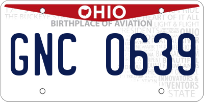 OH license plate GNC0639