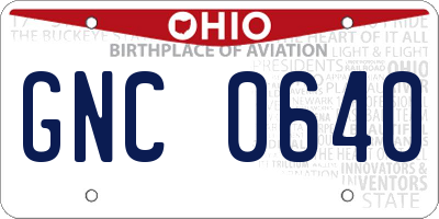 OH license plate GNC0640