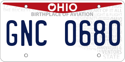 OH license plate GNC0680