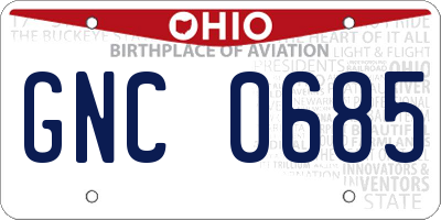 OH license plate GNC0685