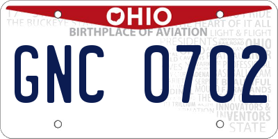 OH license plate GNC0702