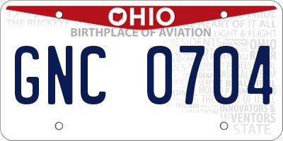 OH license plate GNC0704