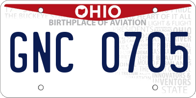 OH license plate GNC0705
