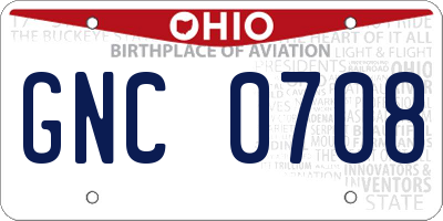 OH license plate GNC0708