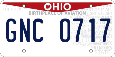 OH license plate GNC0717