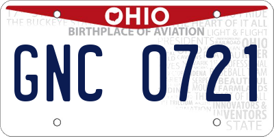 OH license plate GNC0721