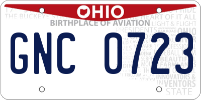 OH license plate GNC0723